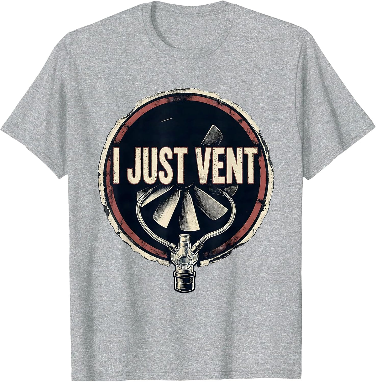 Men's I Just Vent Bold Stencil Respiratory Therapist RT Humor T-Shirt - Heather Grey