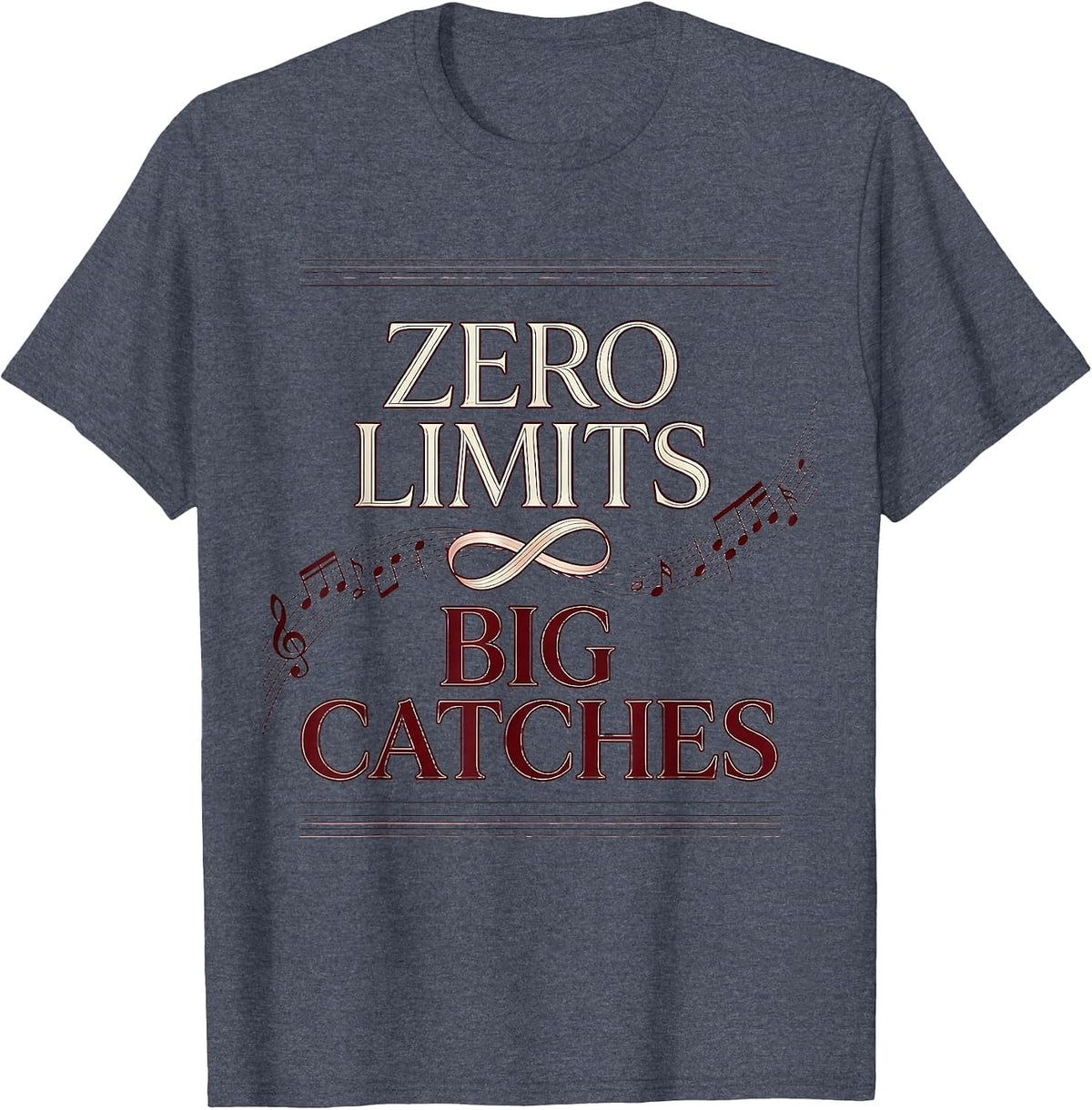 Zero Limits Big Catches Fishing Design T-Shirt - Heather Blue
