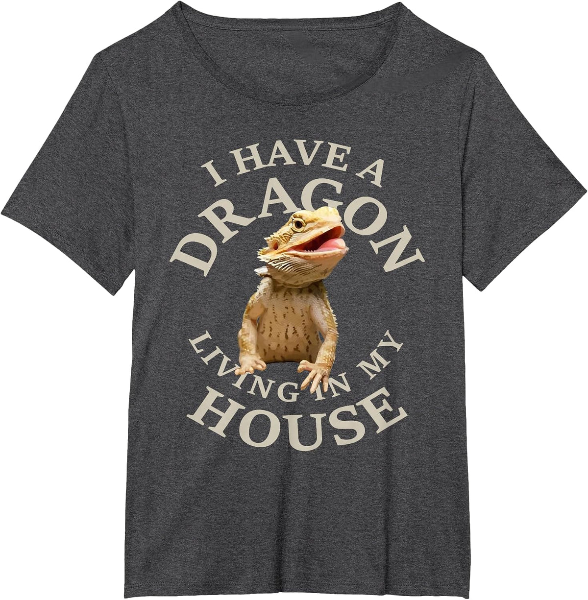 Bearded Dragon Clothing Pogona Barbata Lizard T-Shirt - Dark Heather Grey