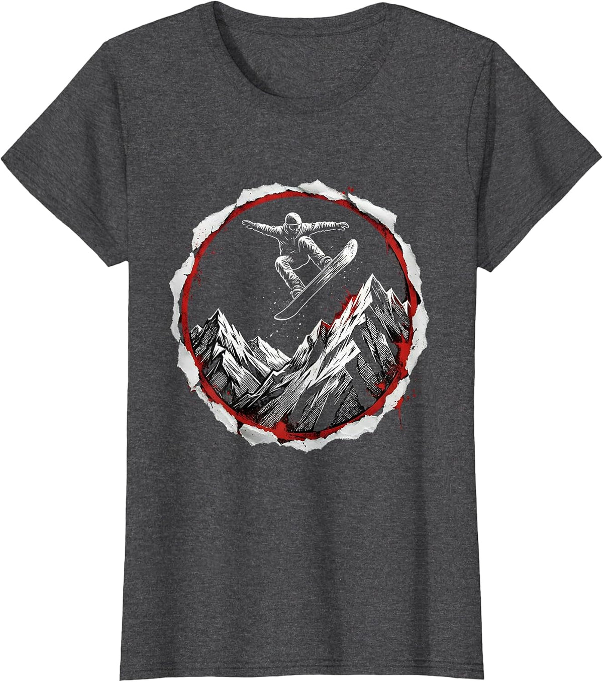 Women's Snowboarder Mountain Ridge Launch Graphic T-Shirt - Dark Heather Grey