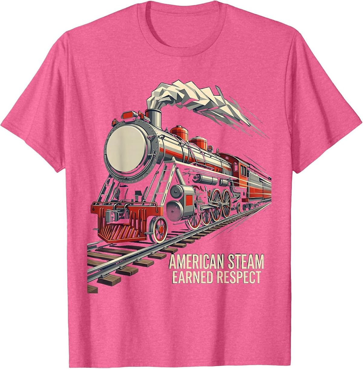American Steam Earned Respect Futurist Steam Train T-Shirt - Pink Heather