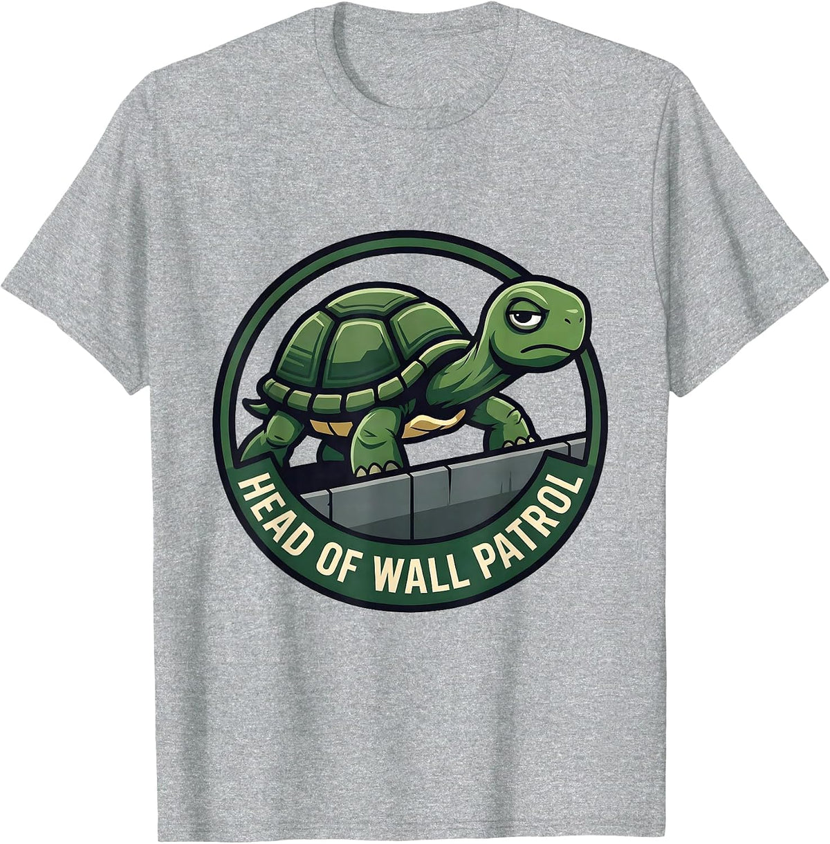 Men's Head Of Wall Patrol Funny Tortoise Pet Lover Humor T-Shirt - Heather Grey