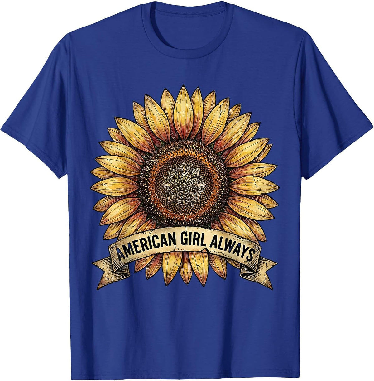 American Girl Always Patriotic Pride Design T-Shirt - Royal Blue