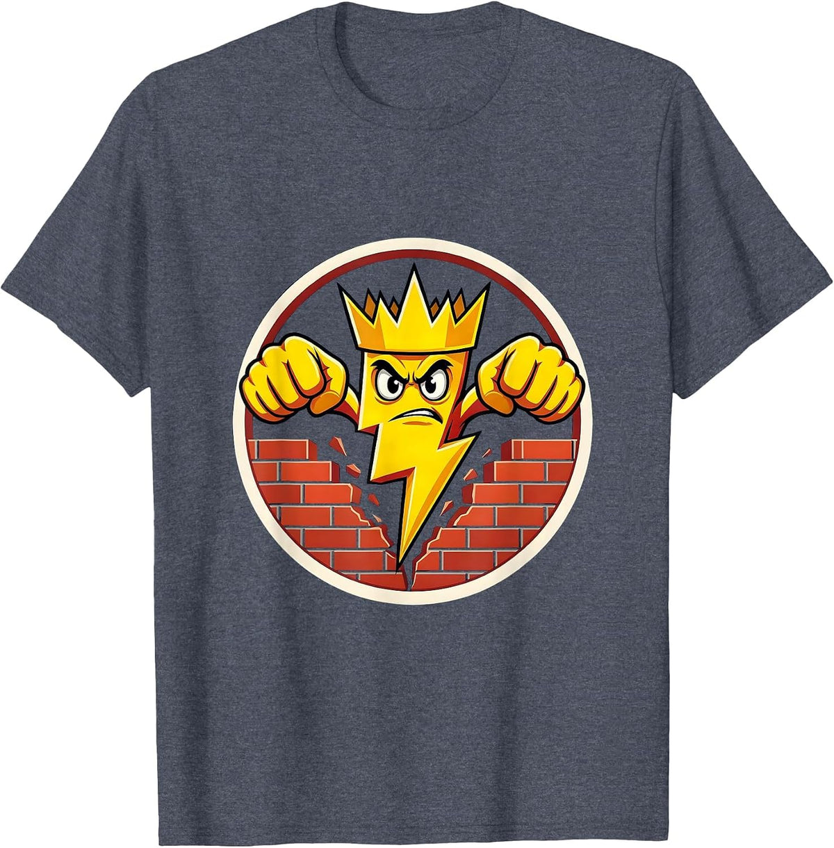 Neon Boys Electric Bolt Splitting Brick Wall T-Shirt - Heather Blue