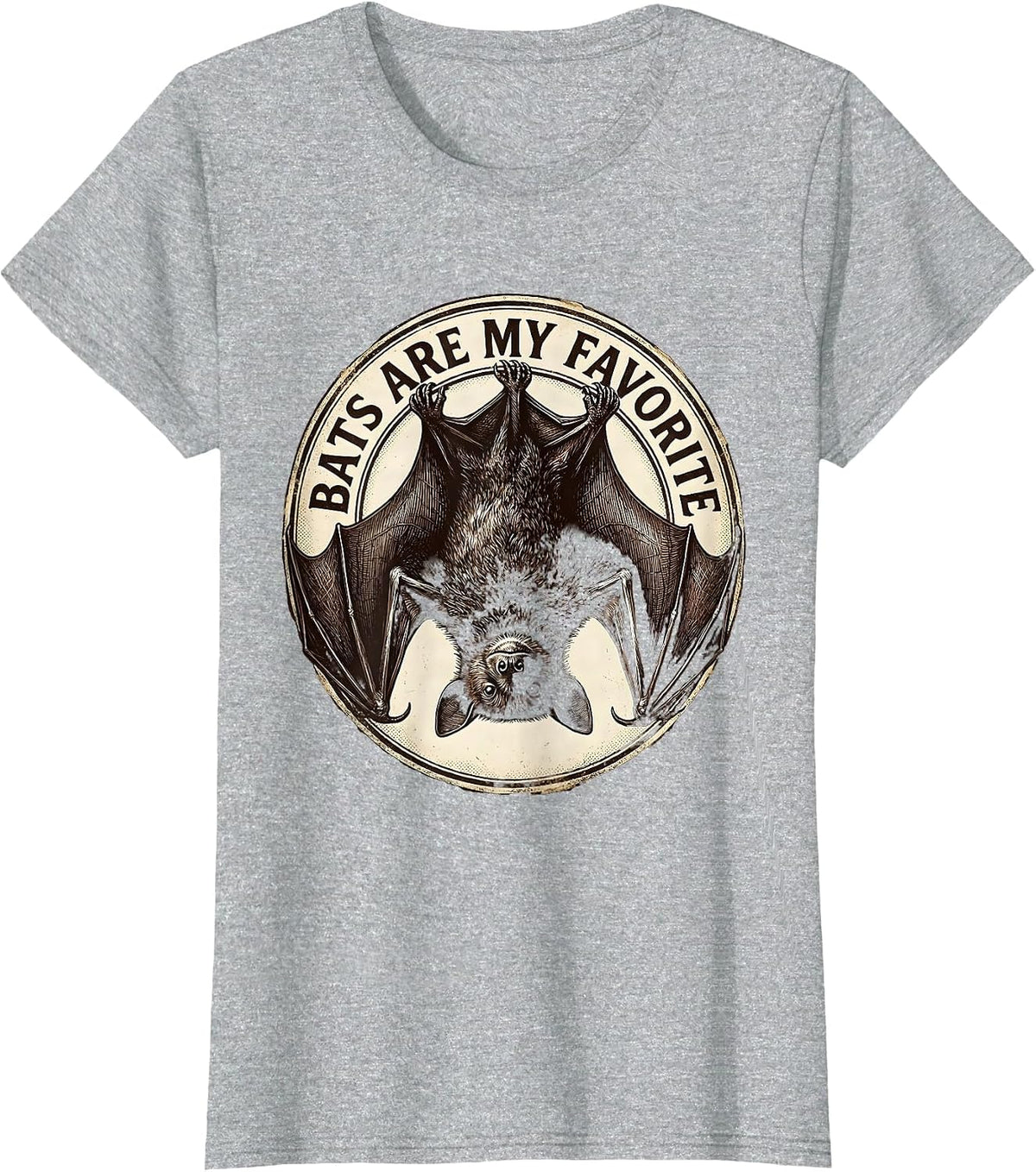 Women's Bats Are My Favorite Vintage Bat Lover Nature Wildlife Humor T-Shirt - Heather Grey