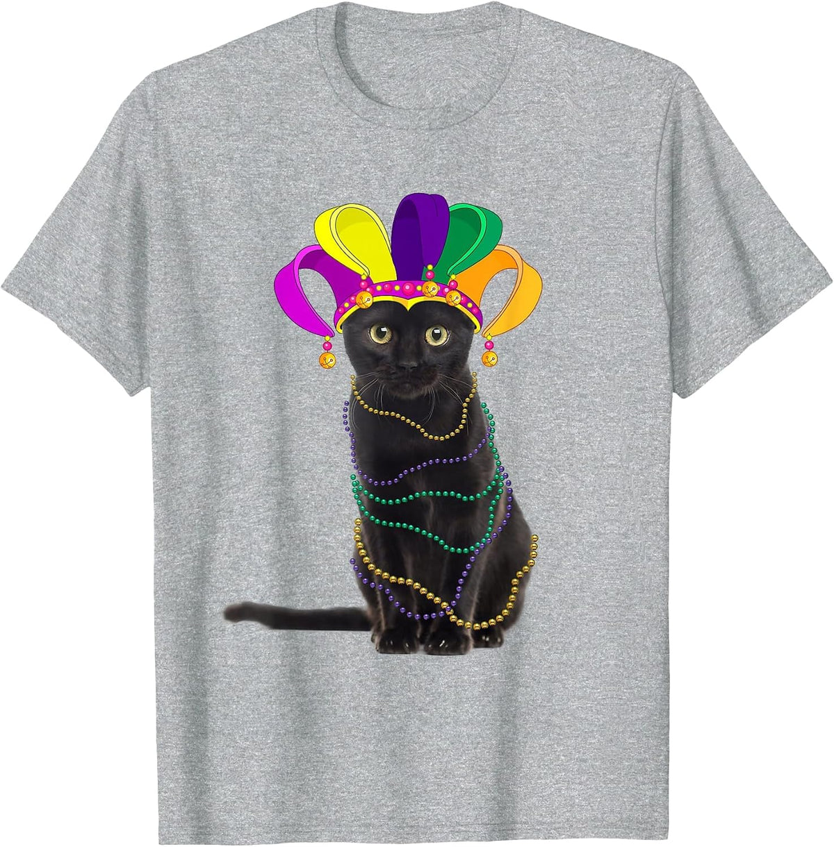 Black Cat Mardi Gras Party Shrove Tuesday Celebration Shirt T-Shirt - Heather Grey