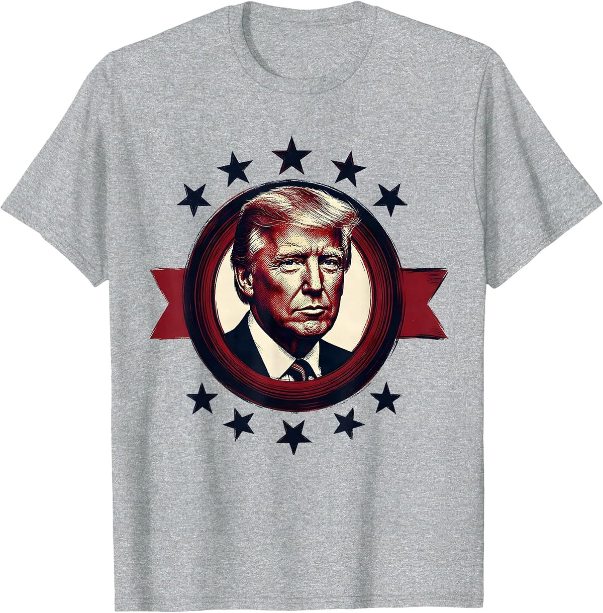 Men's Presidential Portrait Retro Political Nostalgia Souvenir T-Shirt - Heather Grey
