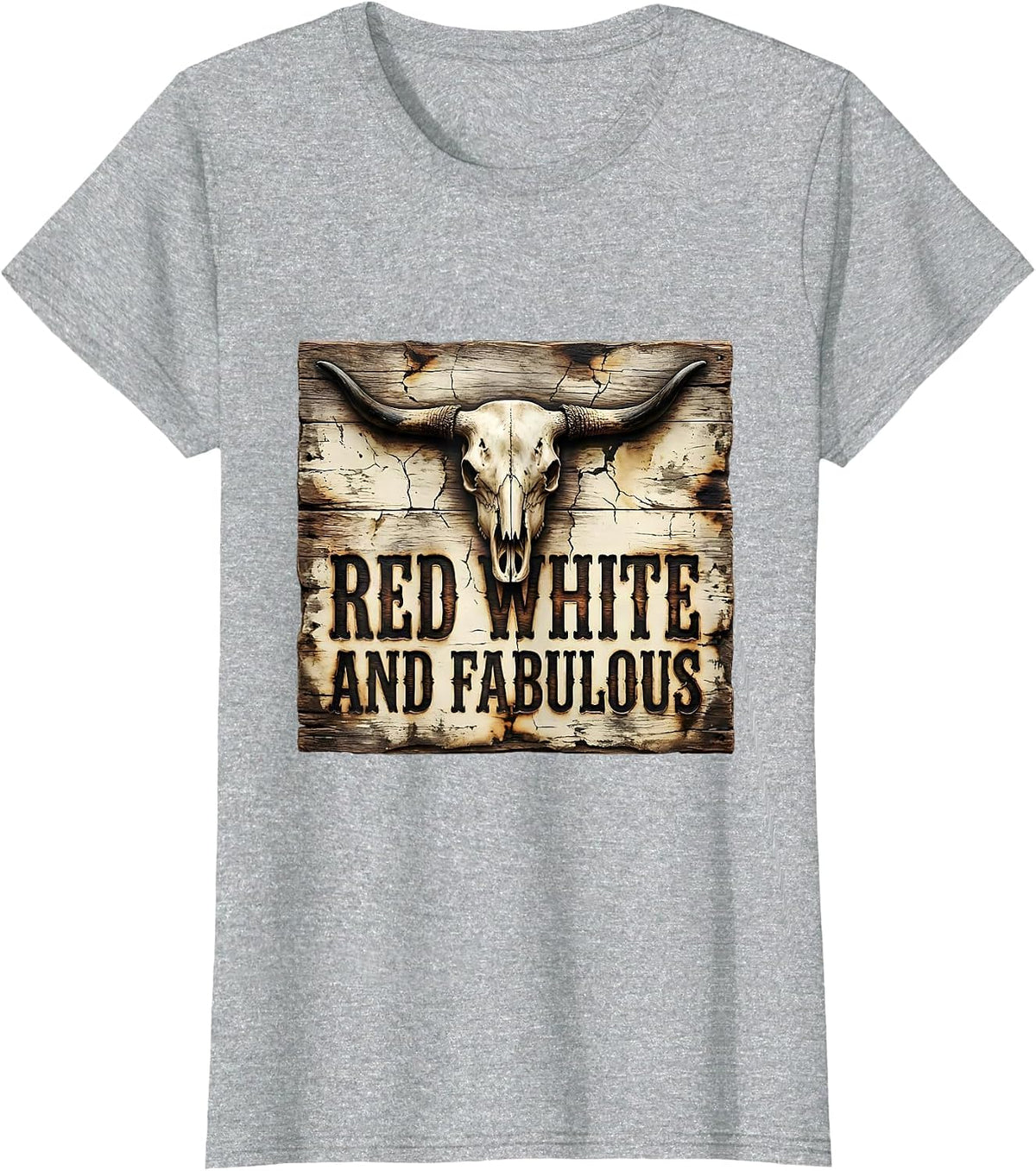 Red White and Fabulous Patriotic Design T-Shirt - Heather Grey