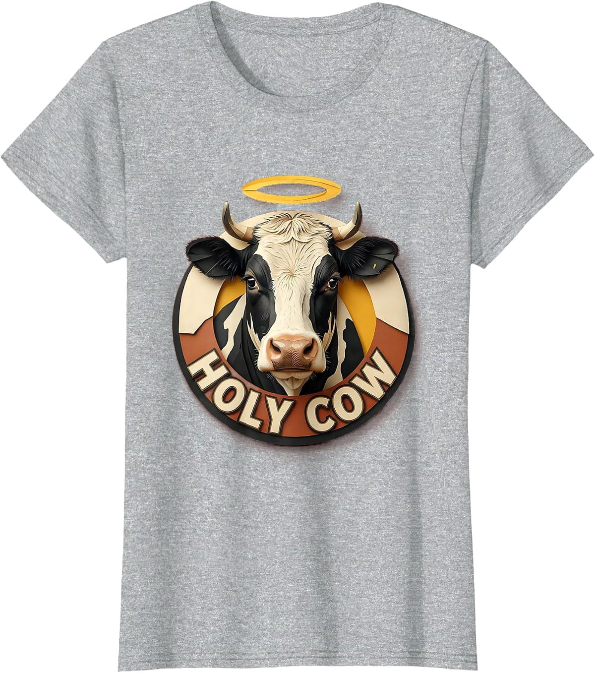 Holy Cow Funny Cattle Humor Design T-Shirt - Heather Grey