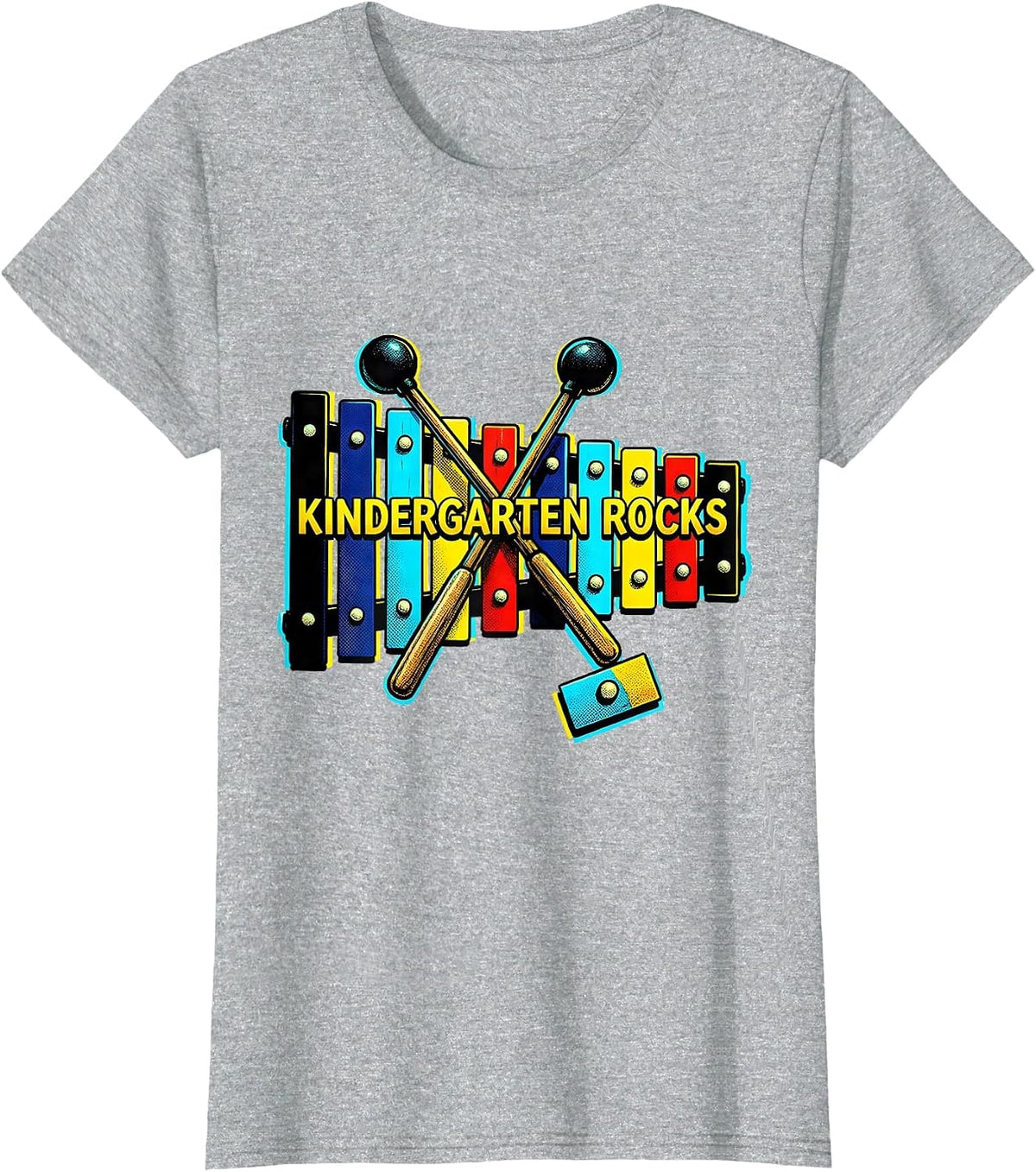 Women's Kindergarten Rocks Pop Art Teacher Kids First Day School T-Shirt - Heather Grey