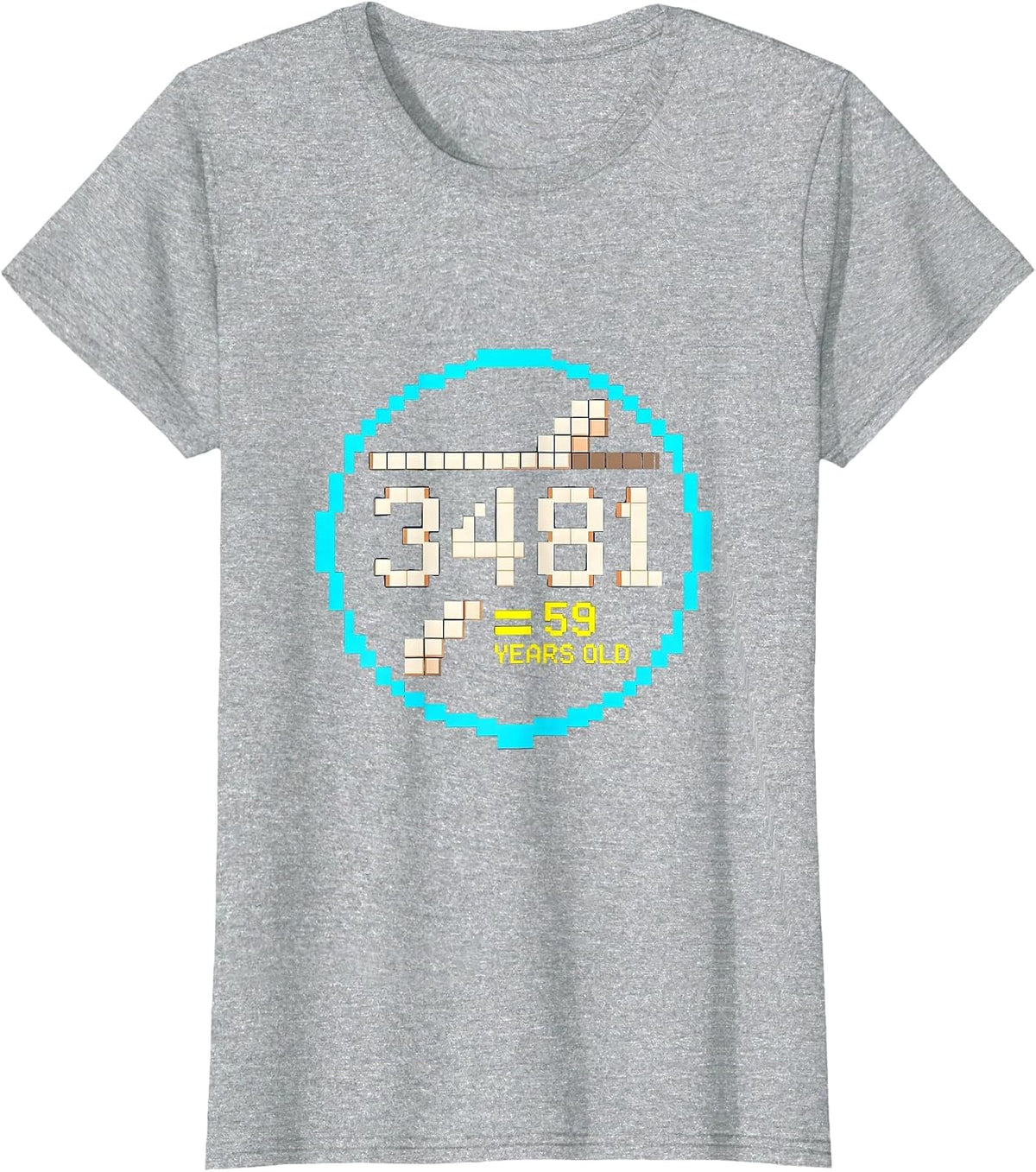 √3481 = 59 Years Old Pixel Art Math Birthday Humor T-Shirt - Heather Grey