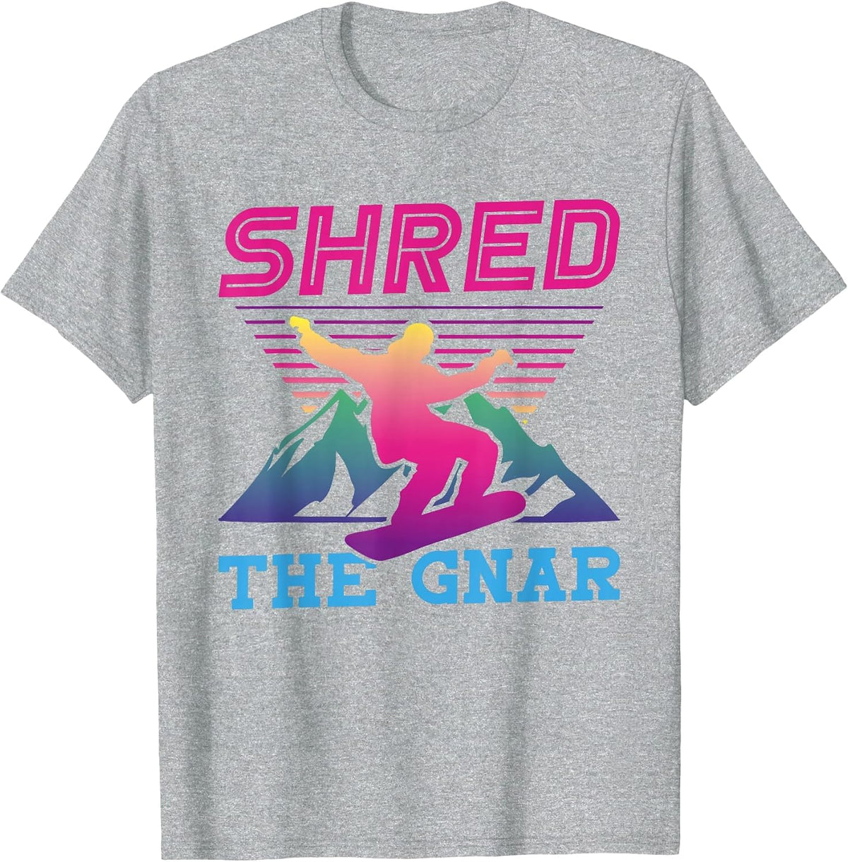 Snowboarding Shred The Gnar Retro 90s 80s Snowboard T-Shirt - Heather Grey
