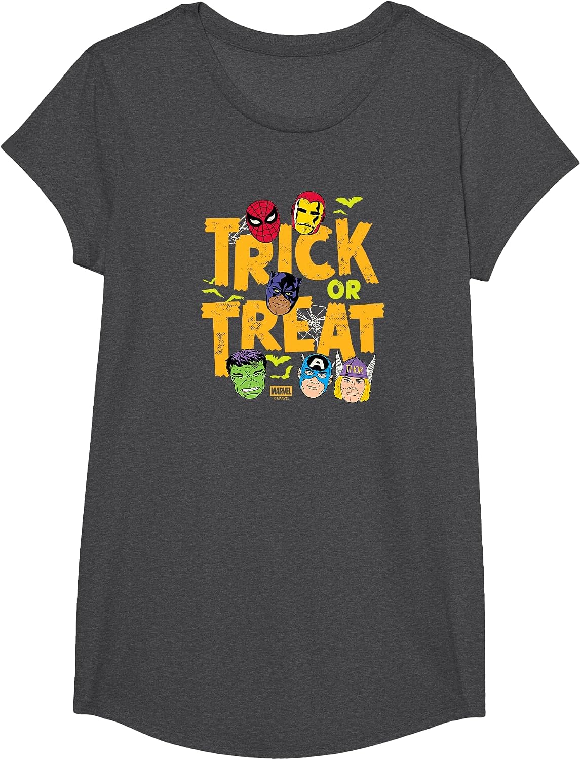 Marvel - Avengers Mask Halloween T-Shirt - Girls Dark Heather Grey