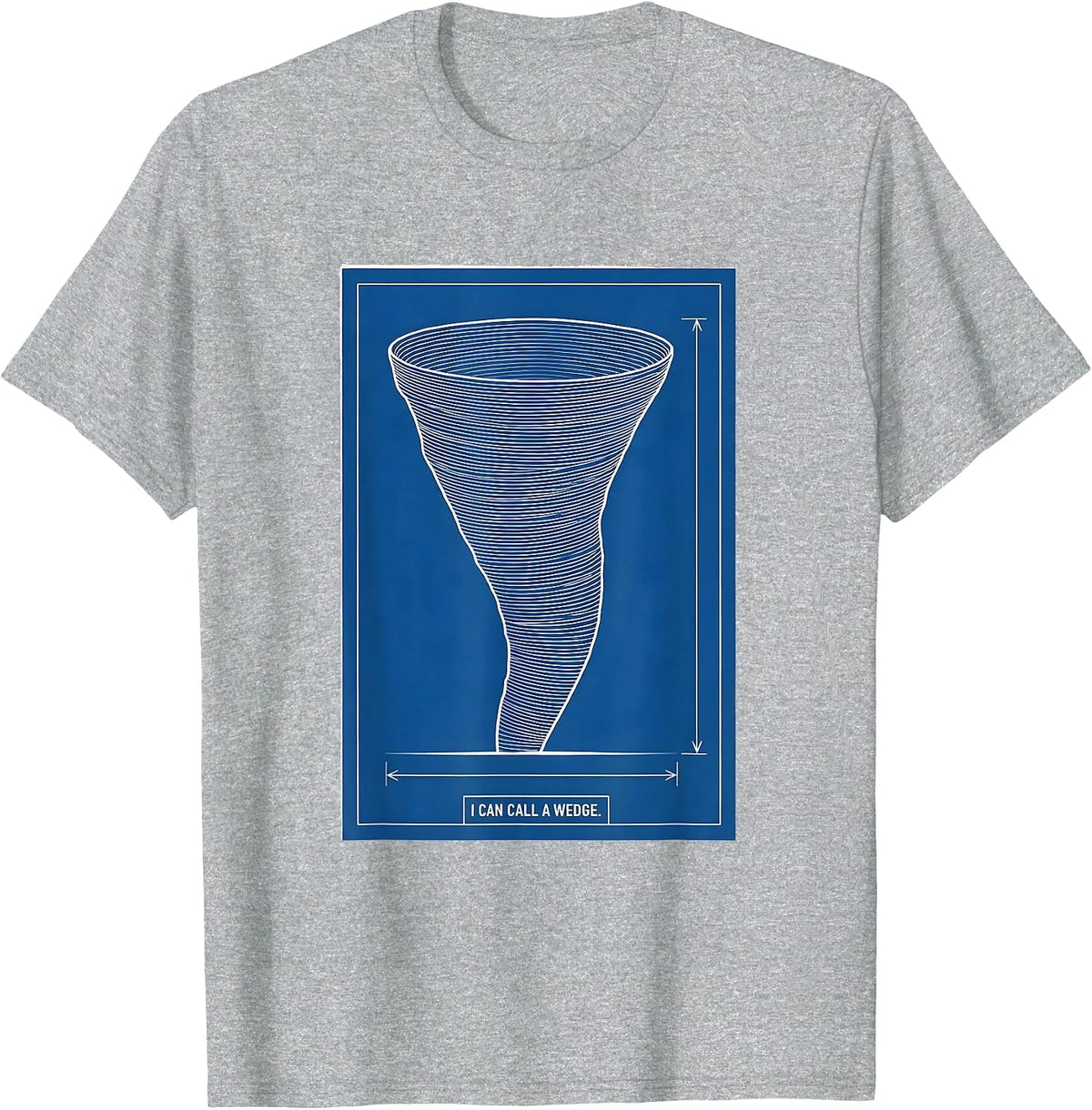 Men's I Can Call A Wedge Technical Blueprint Storm Chaser T-Shirt - Heather Grey