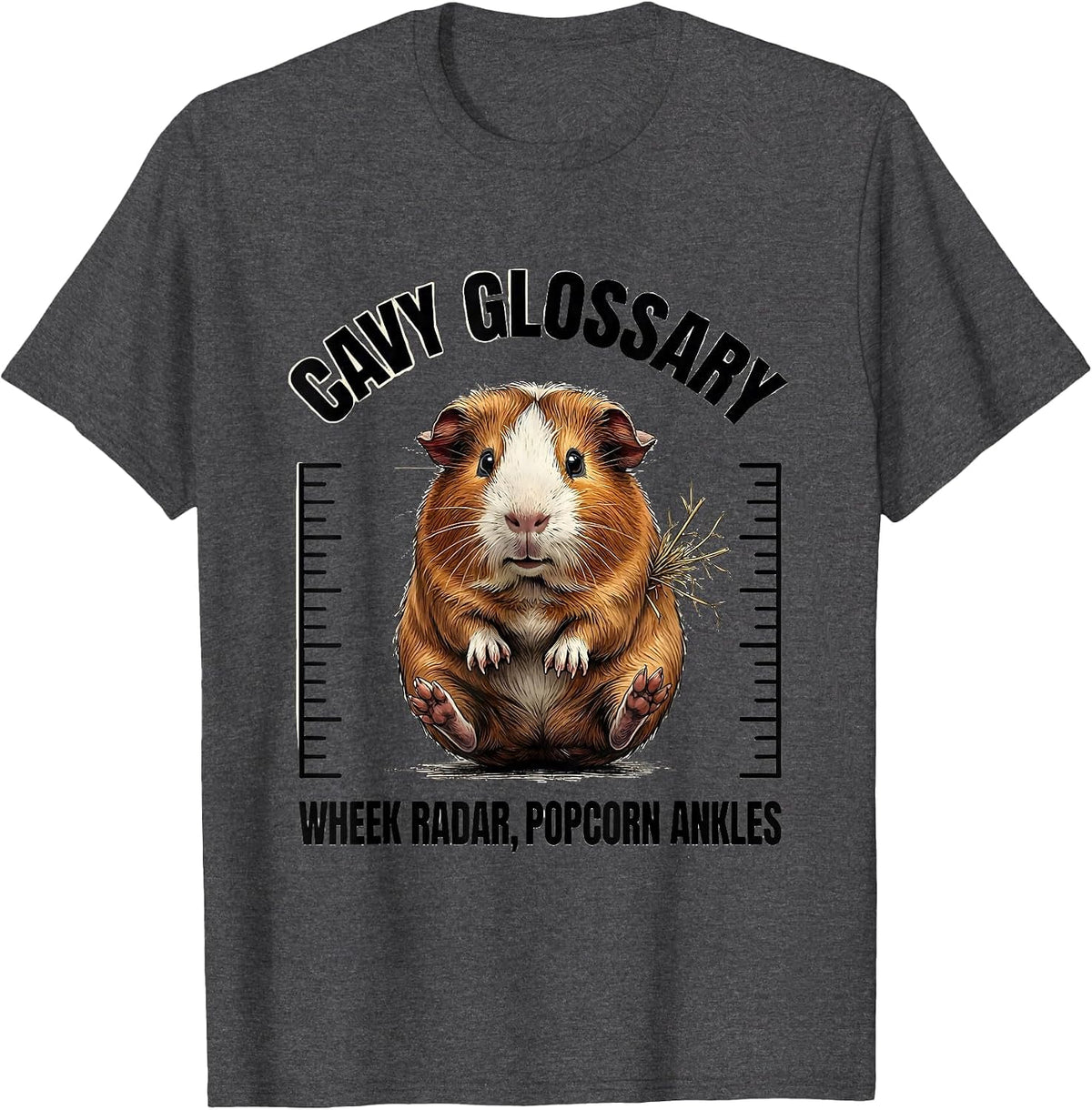 Men's Cavy Glossary: Wheek Radar, Popcorn Ankles Funny Cavy Lover T-Shirt - Dark Heather Grey