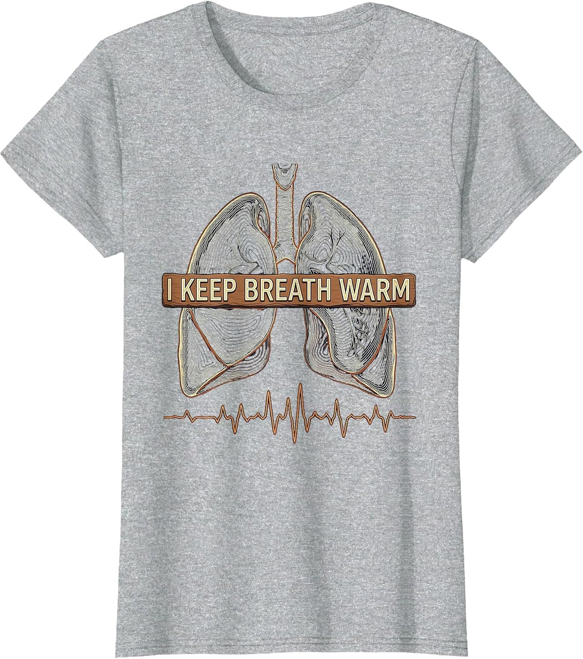 Women's I Keep Breath Warm Topographic Contour Respiratory Therapist T-Shirt - Heather Grey