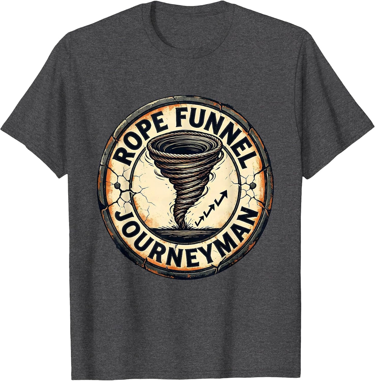 Men's Rope Funnel Journeyman Distressed Storm Chaser Tornado T-Shirt - Dark Heather Grey