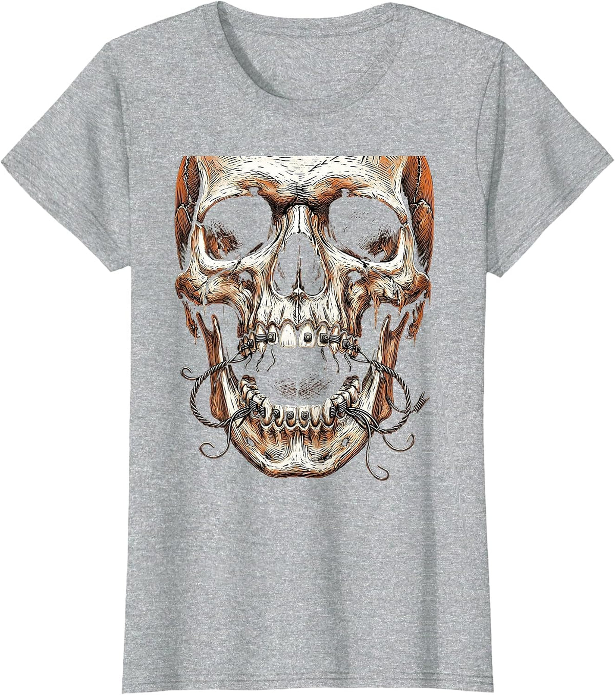 Halloween Zombie Braces Dental Horror Graphic T-Shirt - Heather Grey
