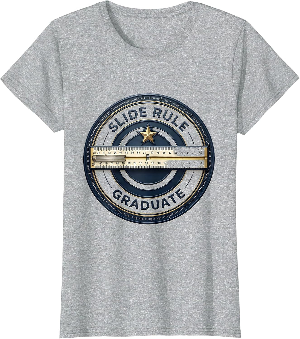 Slide Rule Graduate Classically Trained Retro Math Engineer T-Shirt - Heather Grey