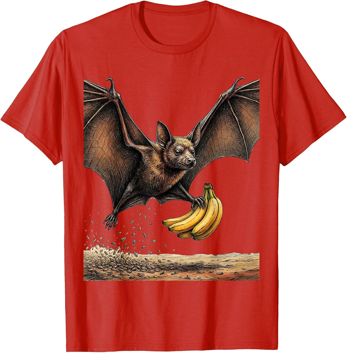 Men's Fruit Bat Nature Lover Halloween Bat Enthusiast T-Shirt - Red