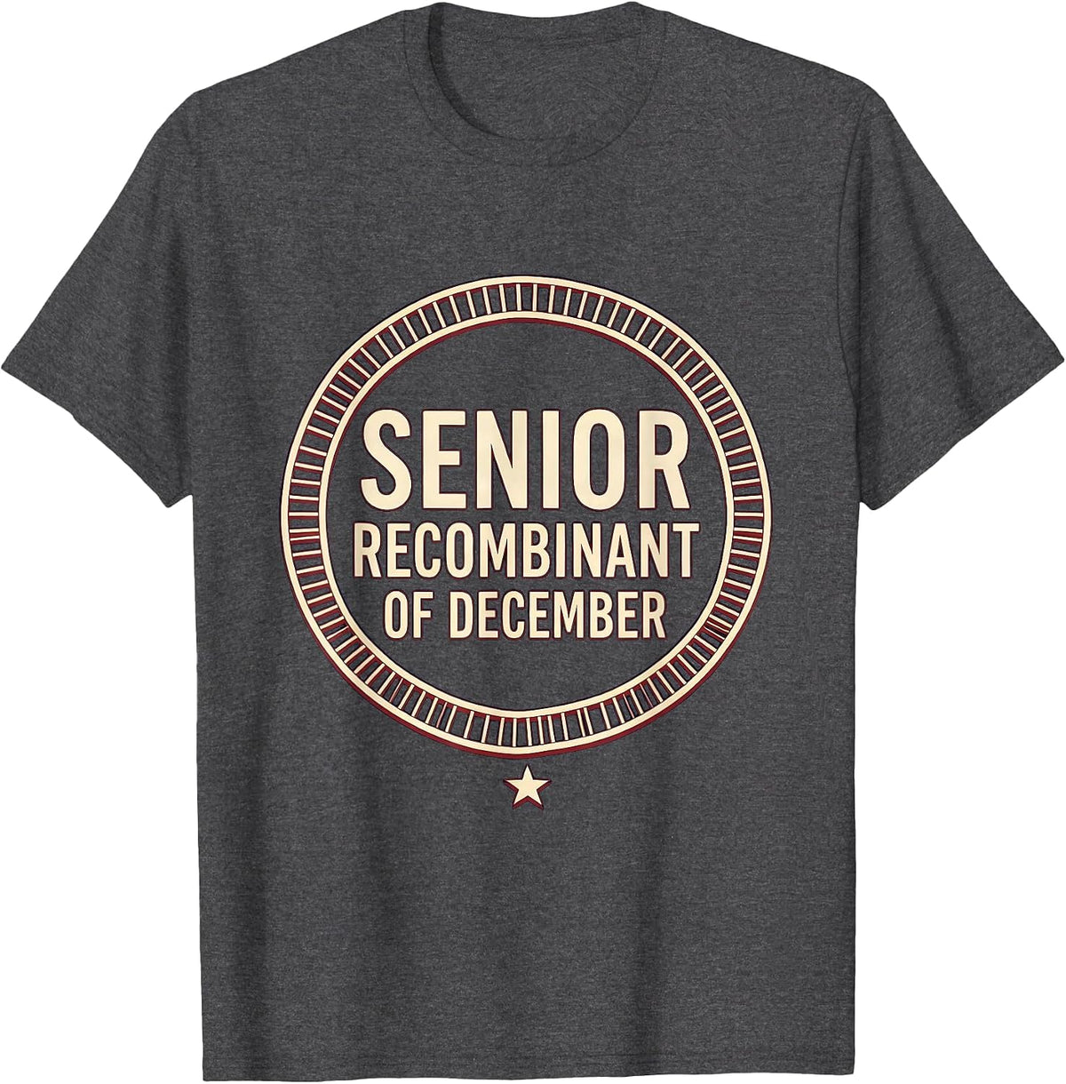 Men's Senior Recombinant of December Science Teacher DNA Humor T-Shirt - Dark Heather Grey