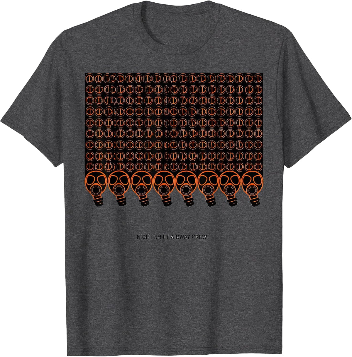 Night Shift Airway Crew Geometric Respiratory Therapist T-Shirt - Dark Heather Grey