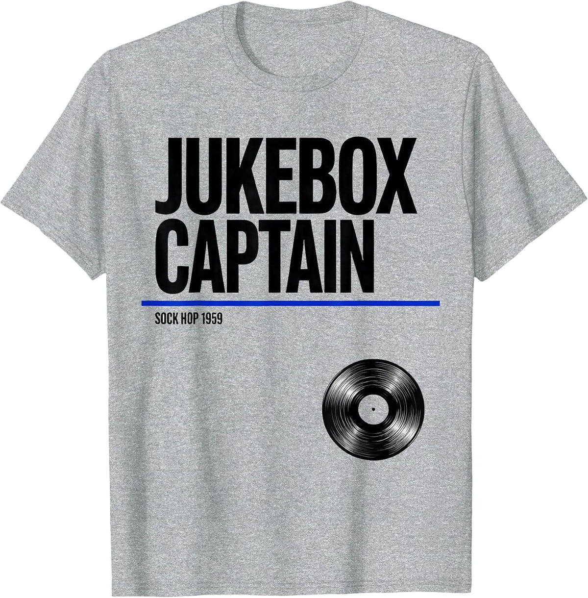 Men's Jukebox Captain Sock Hop 1959 Retro 1950s Rockabilly Party T-Shirt - Heather Grey