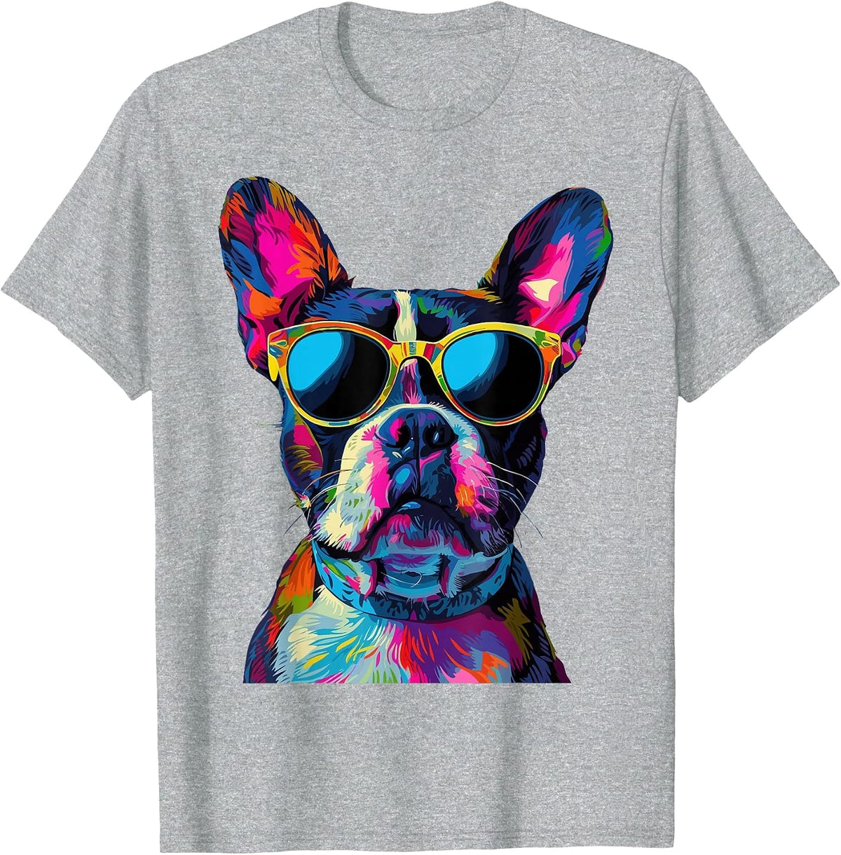 Boston Terrier Lovers Design Pop Art Funny Boston Terrier T-Shirt - Heather Grey