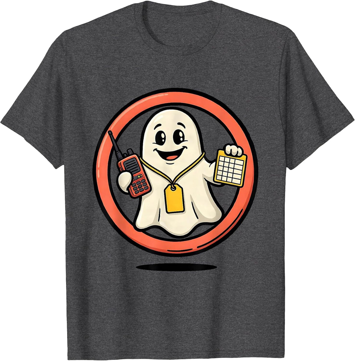 Men's Cheerful Ghost Para Paraprofessional Support Staff Humor T-Shirt - Dark Heather Grey