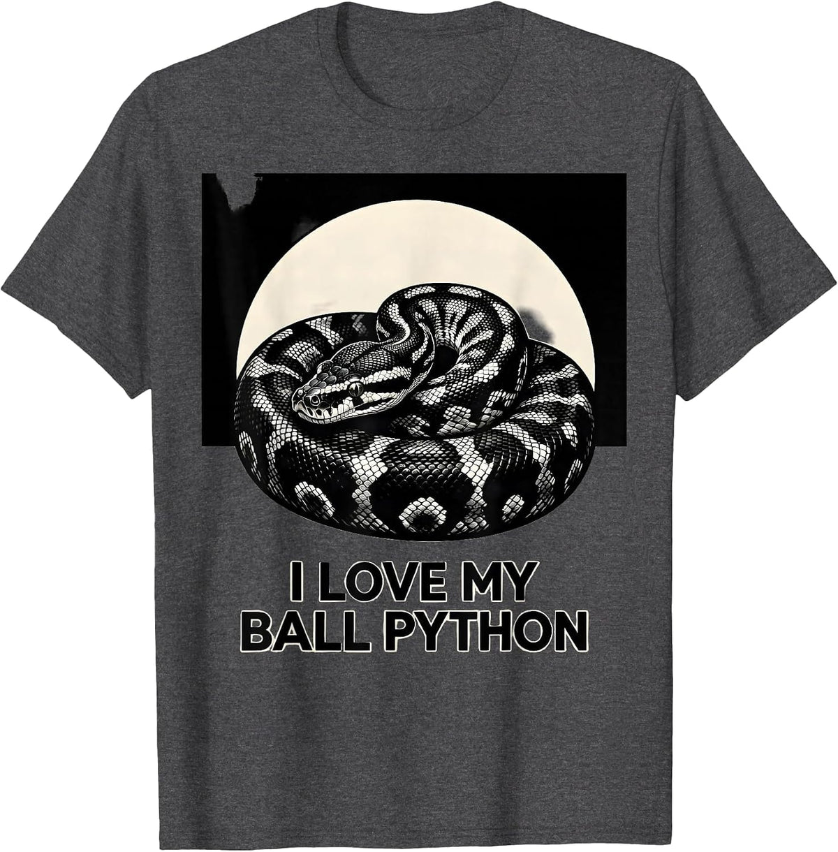 I Love My Ball Python Funny Reptile Lover Snake Owner T-Shirt - Dark Heather Grey