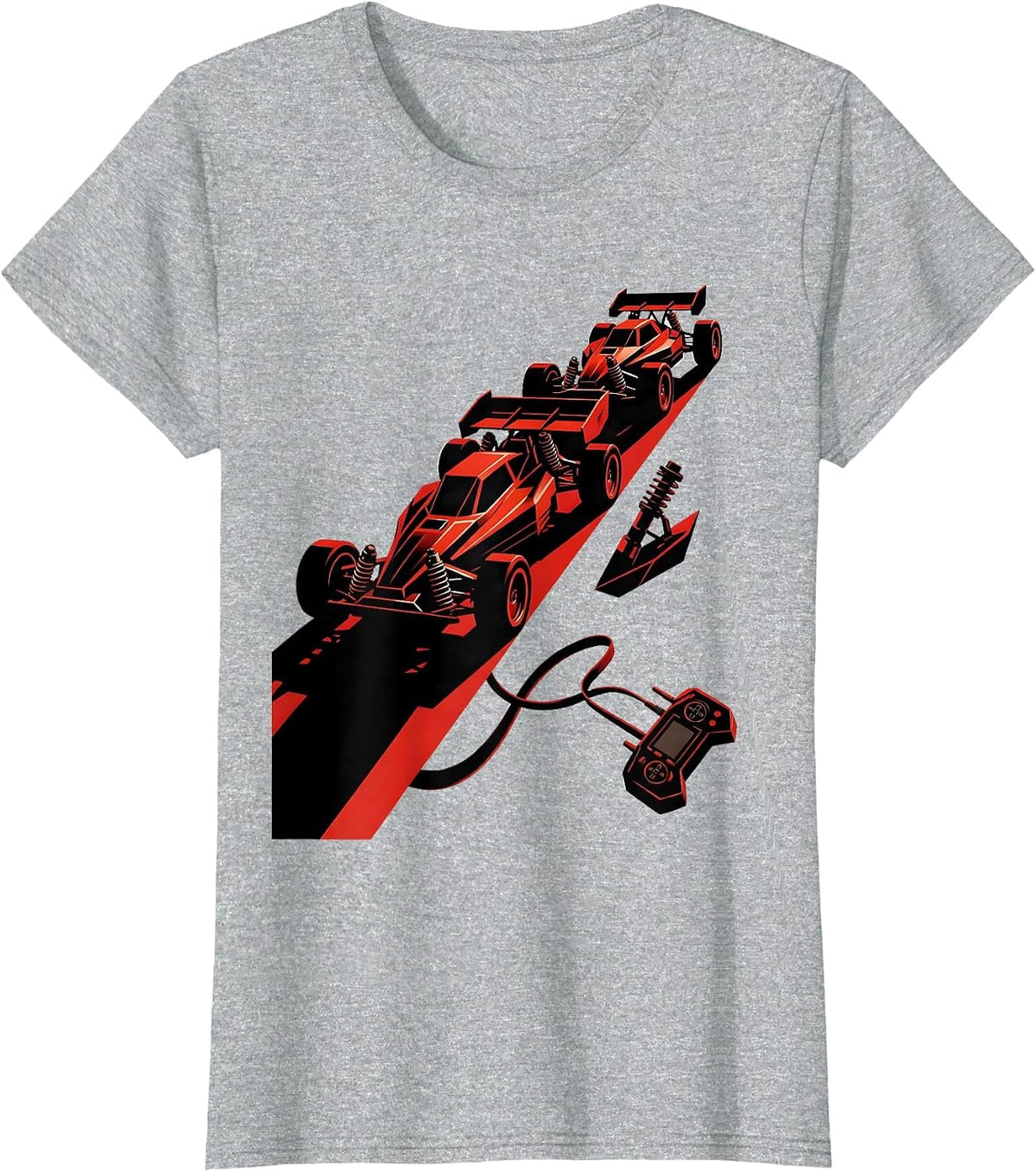 Women's RC Rally Car Geometric Humor Drag Racing Enthusiast T-Shirt - Heather Grey
