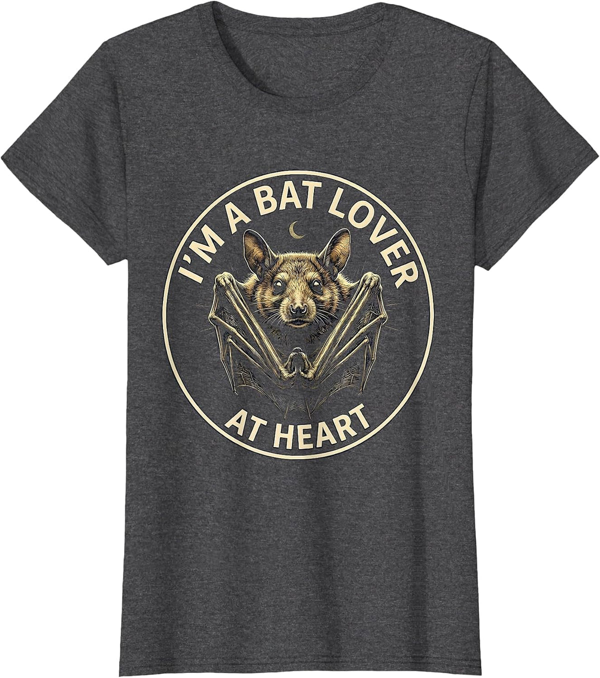 Women's I'm A Bat Lover At Heart Vintage Bat Lover Halloween Nature T-Shirt - Dark Heather Grey
