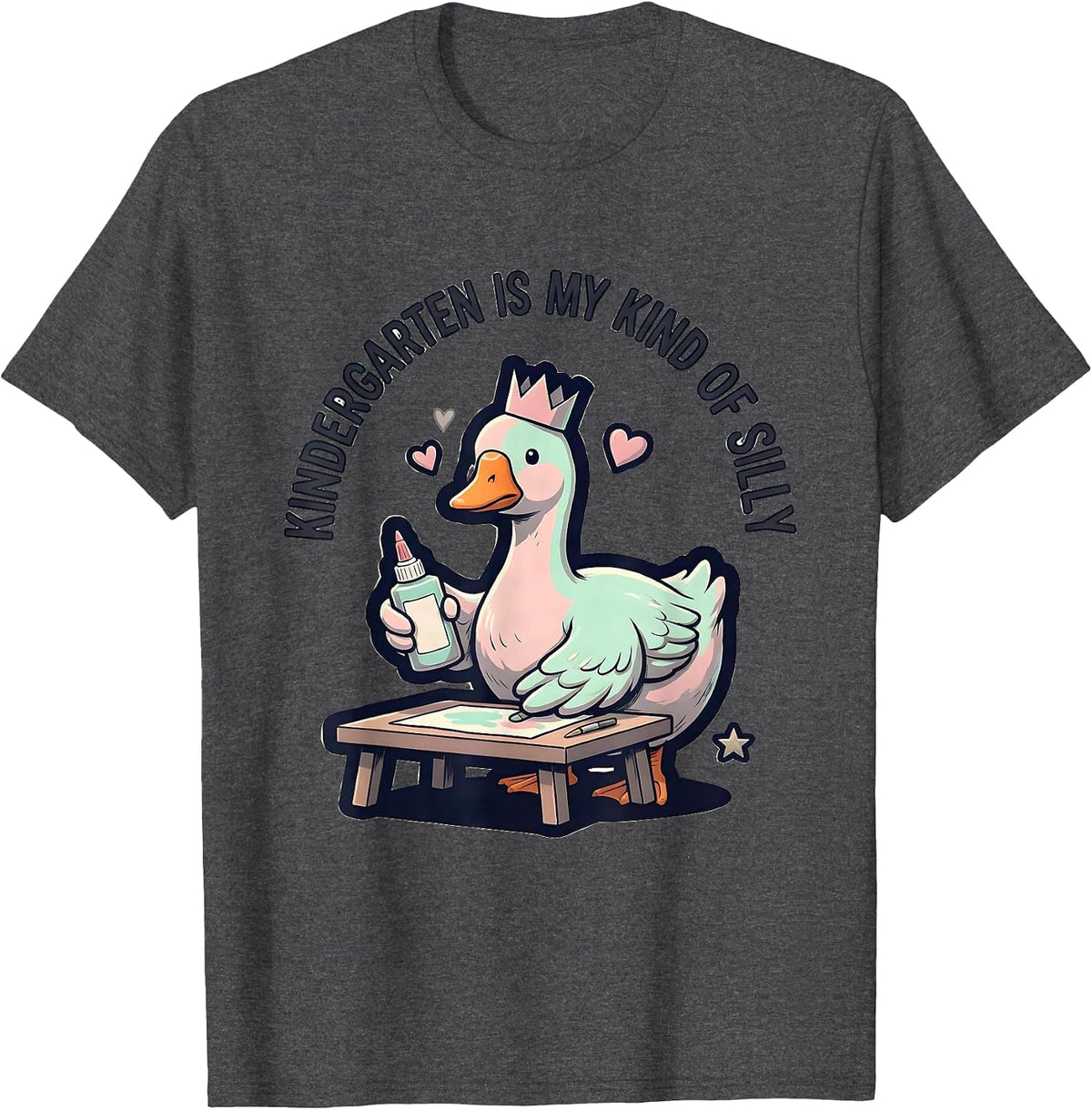 Kindergarten Is My Kind of Silly Cute Kawaii Teacher Back T-Shirt - Dark Heather Grey