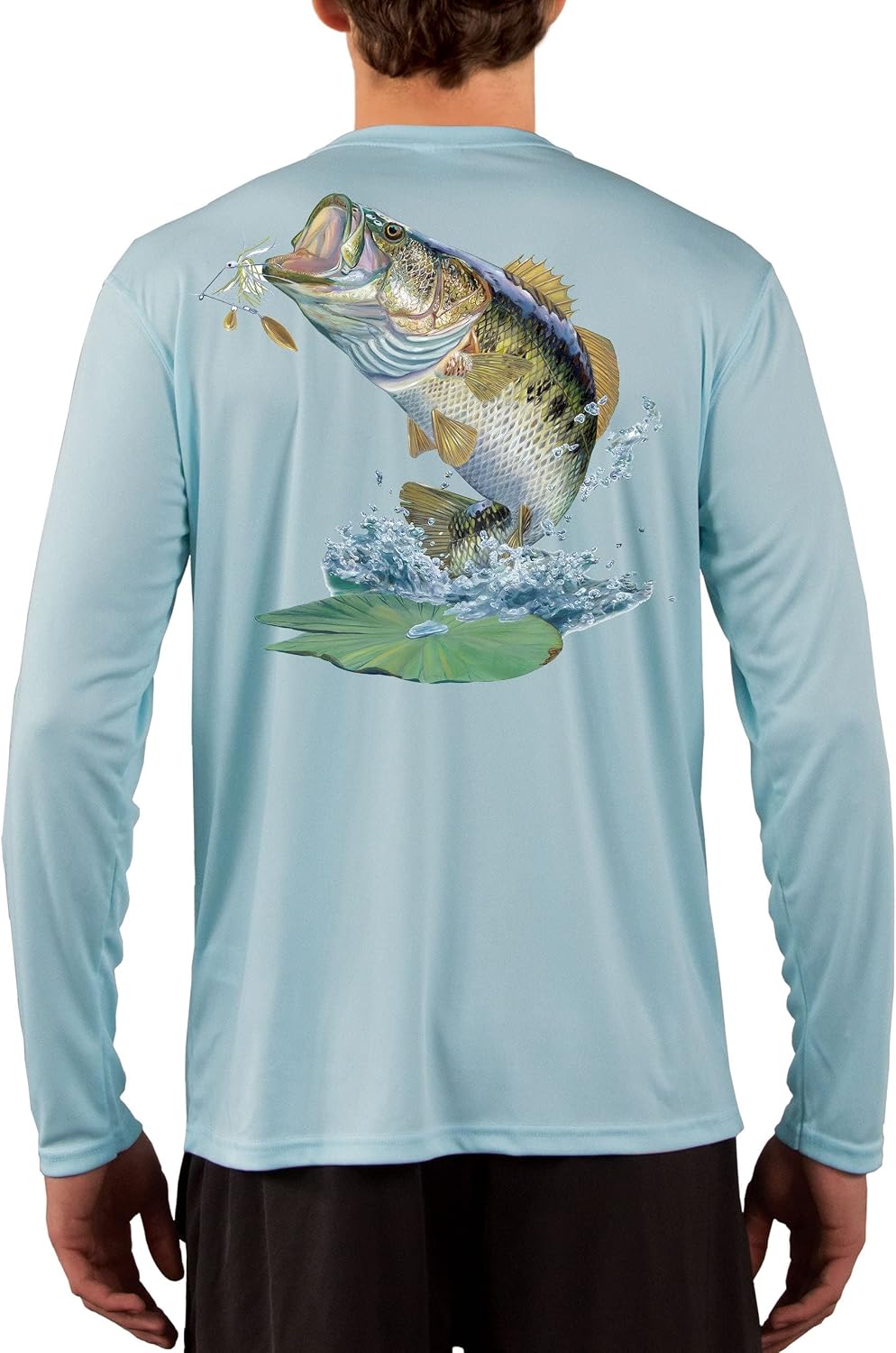 Skiff Life Large Mouth Bass Fishing Shirt - Long Sleeve Men's Fishing Shirt Moisture Wick 50+ UPF Fabric Bass Pro Shop - Ice