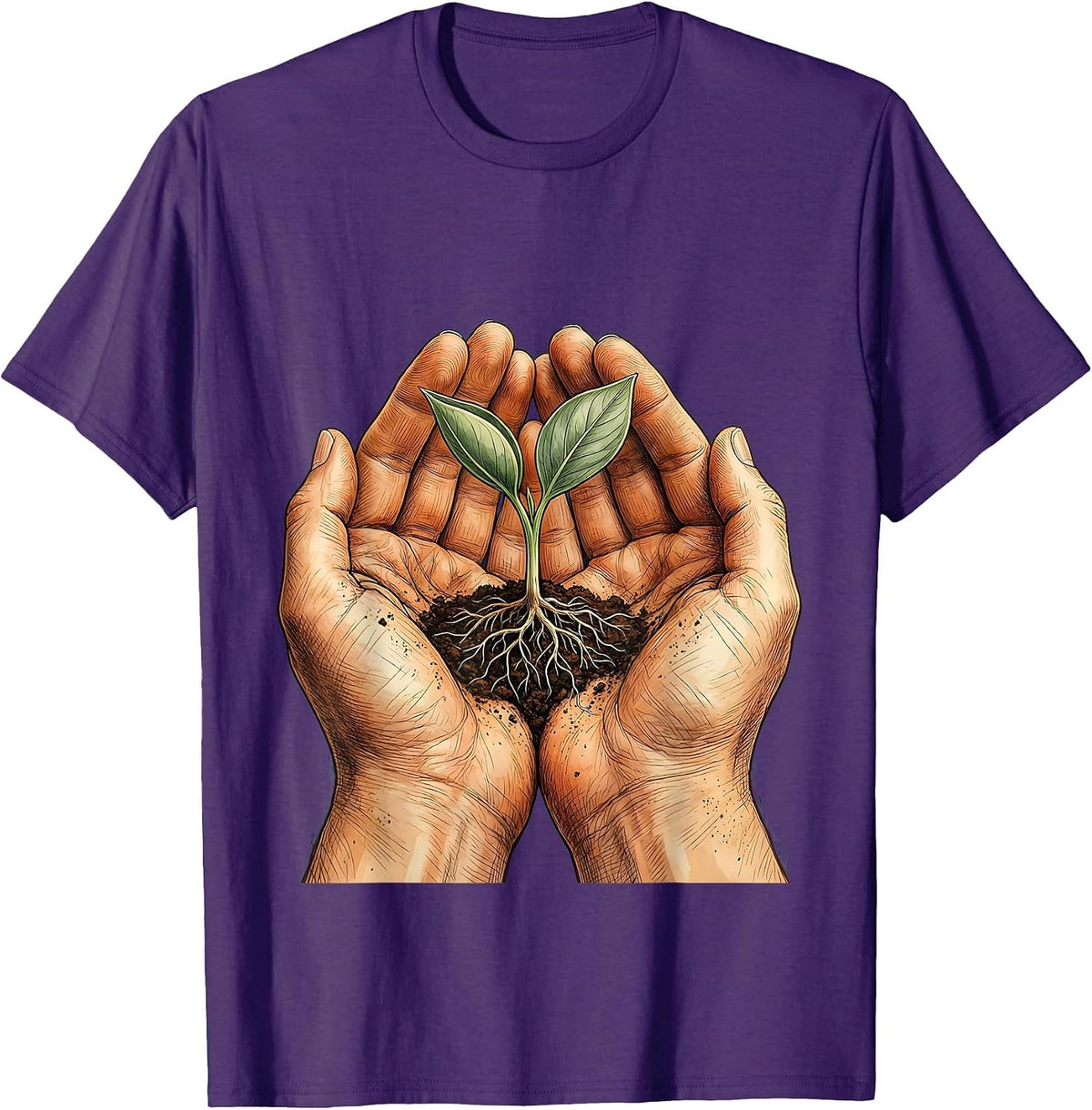 Men's Paraprofessional Helping Hands Seedling Growth T-Shirt - Purple