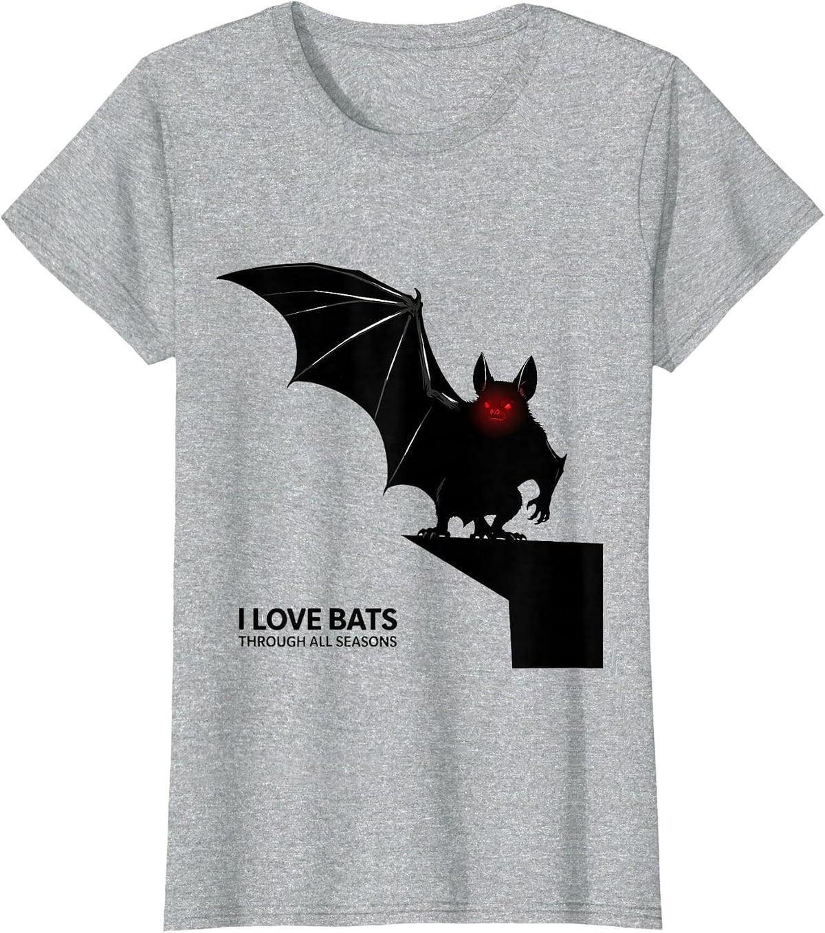 Women's I Love Bats Through All Seasons Vintage Bat Lover Halloween T-Shirt - Heather Grey
