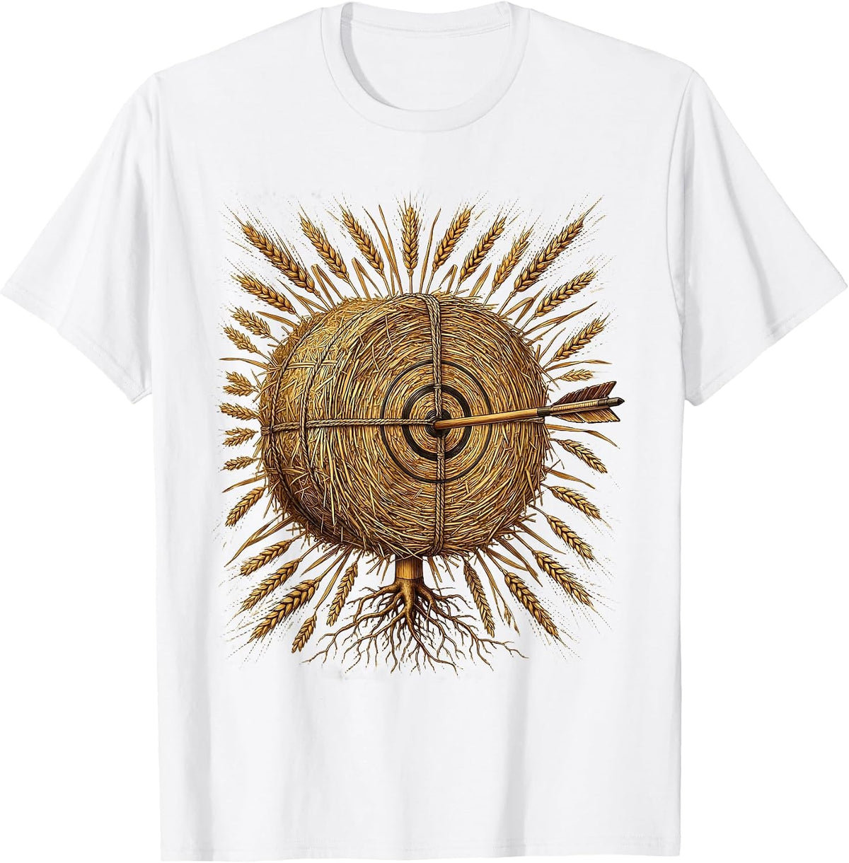 Arrow Bullseye Hay Target Archery Illustration T-Shirt - White