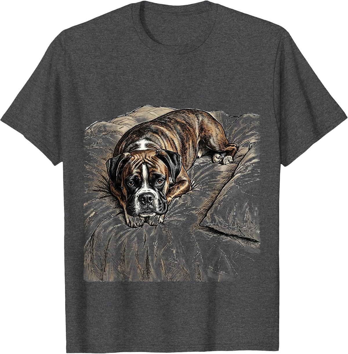 Men's Boxer Dog Sleepshirt Funny Dog Owner Pajama Humor T-Shirt - Dark Heather Grey