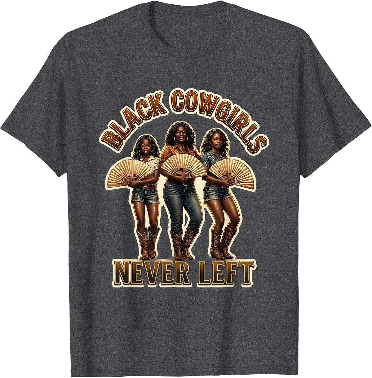 Men's Black Cowgirls Never Left Funny Line Dance Cowgirl Women T-Shirt - Dark Heather Grey