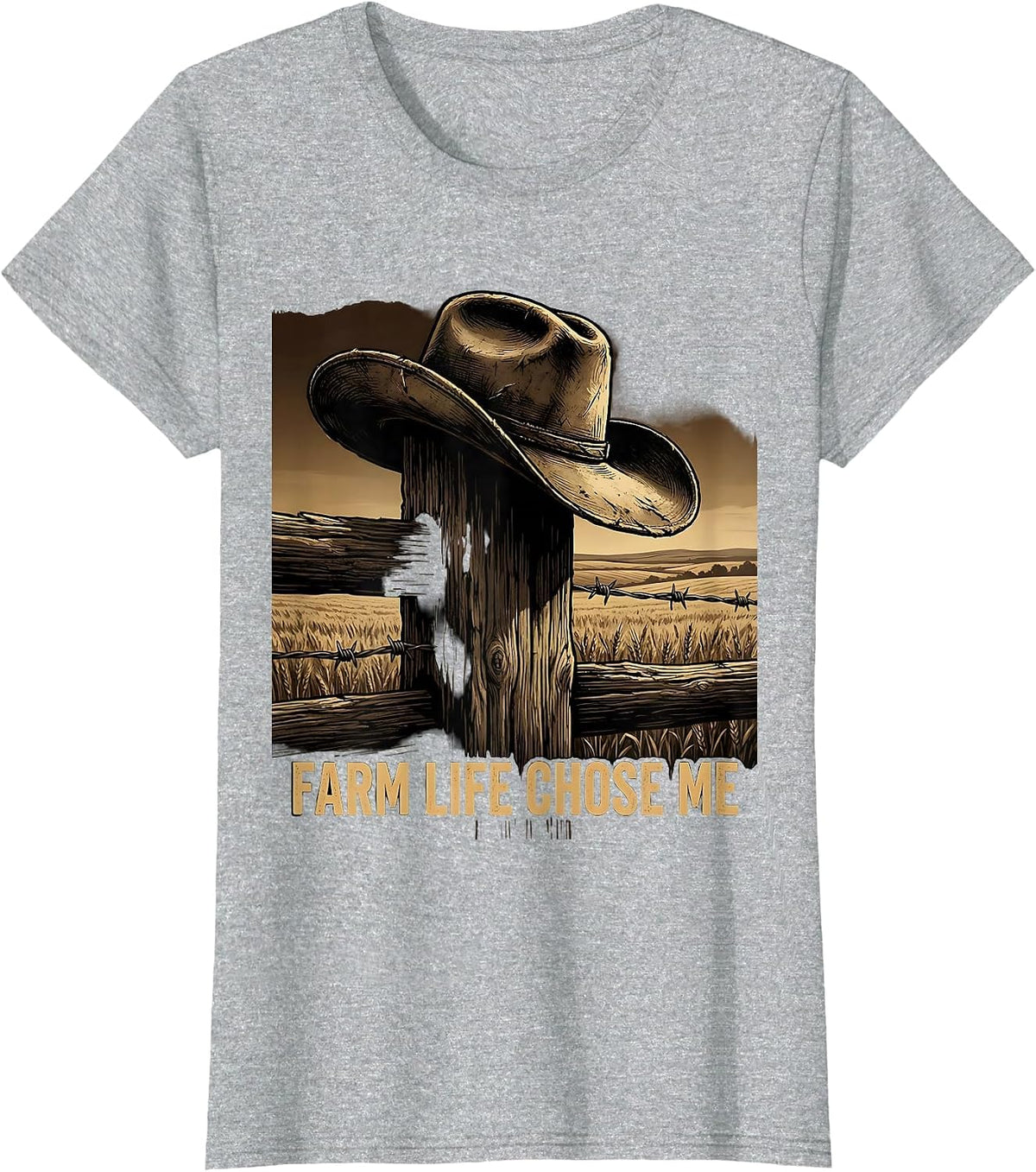 Women's Farm Life Chose Me Country Living Design T-Shirt - Heather Grey