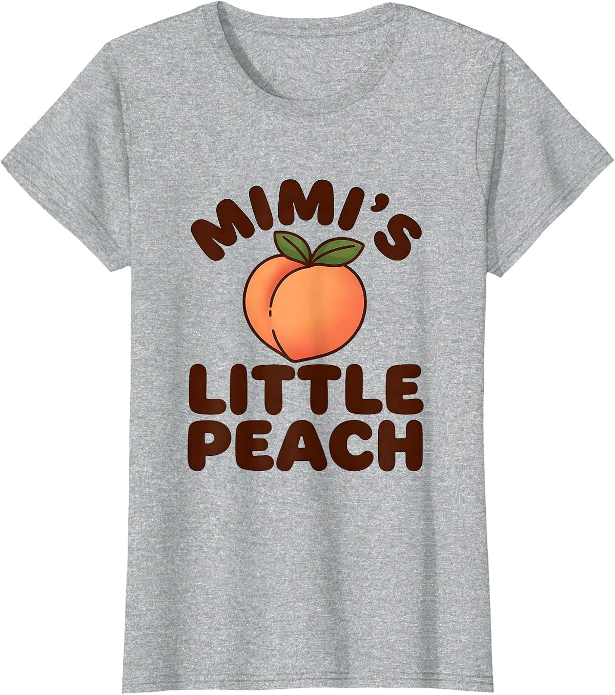 Mimi's Little Peach Funny Family Food-Pun Humor T-Shirt - Heather Grey