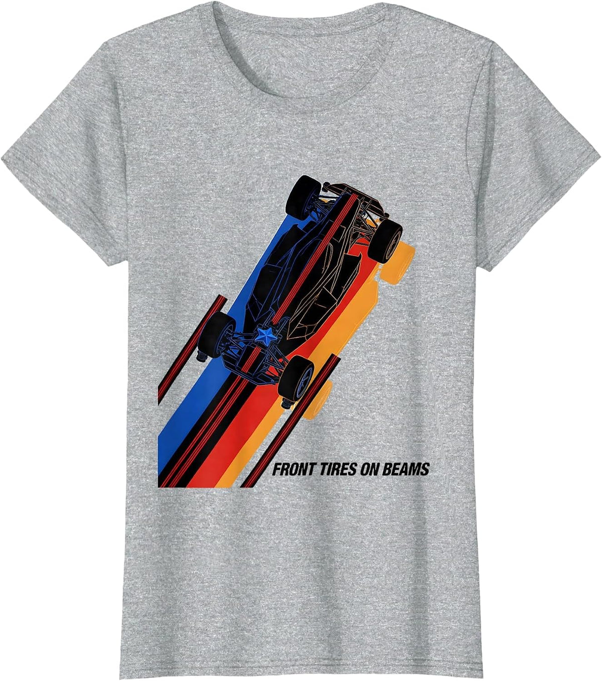 Women's Front Tires On Beams Futurist RC Drag Racing Patriotic T-Shirt - Heather Grey