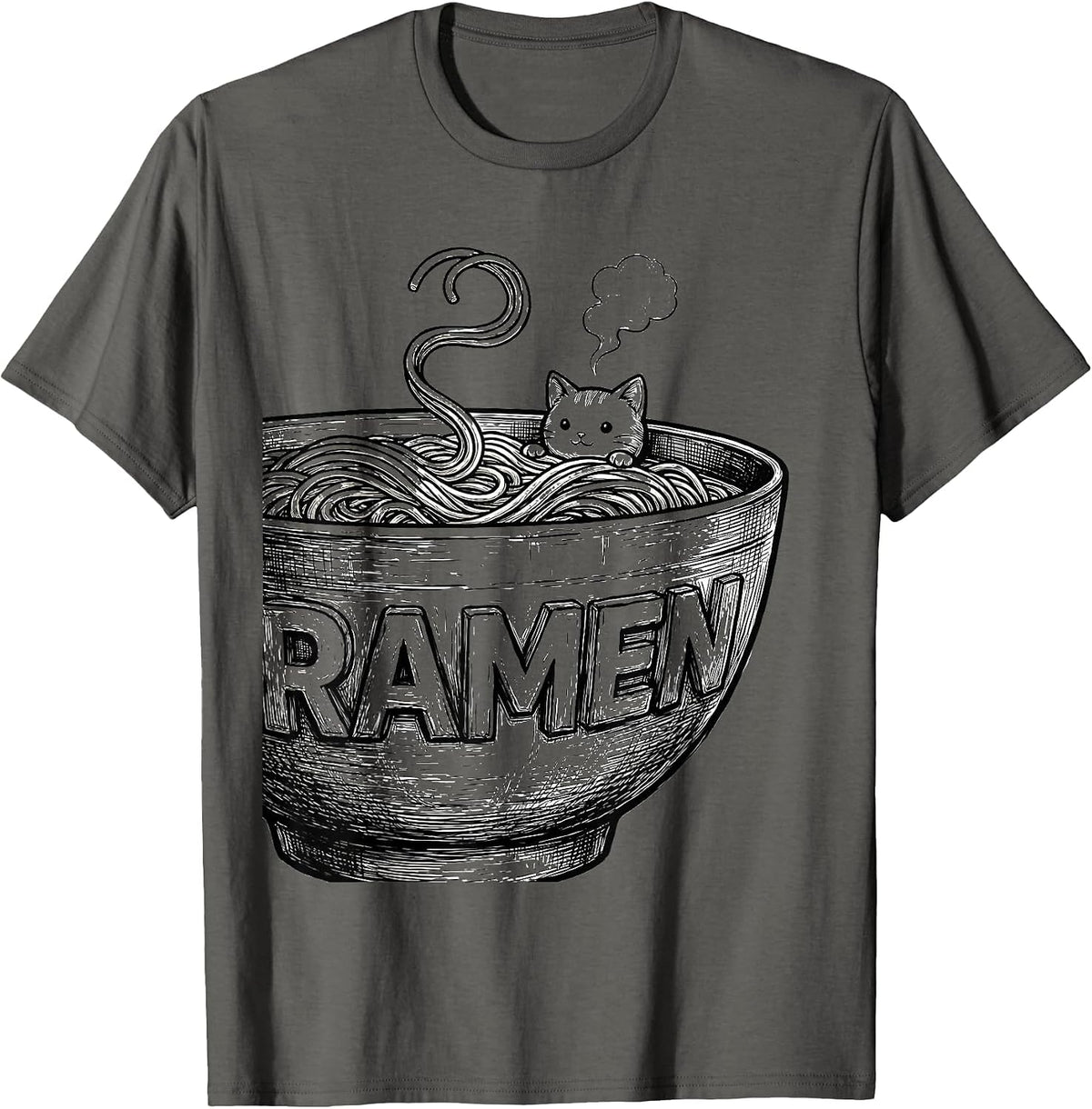 RAMEN Cute Kawaii Cat Anime Ramen Lover Gift T-Shirt - Asphalt Grey