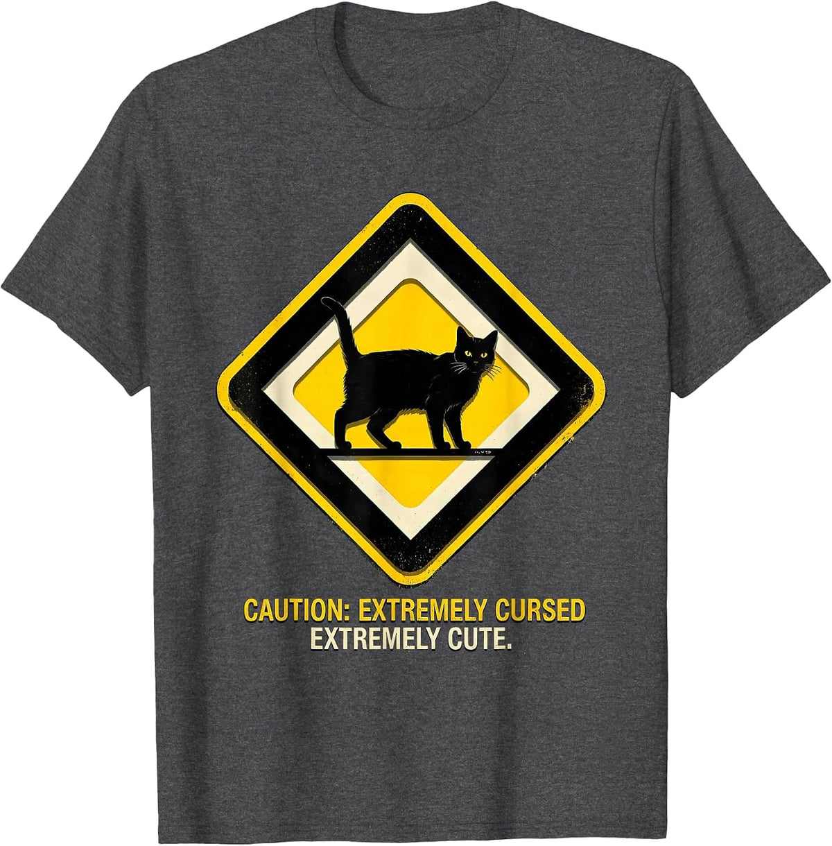 Caution: Extremely Cursed. Extremely Cute Pastel Goth T-Shirt - Dark Heather Grey