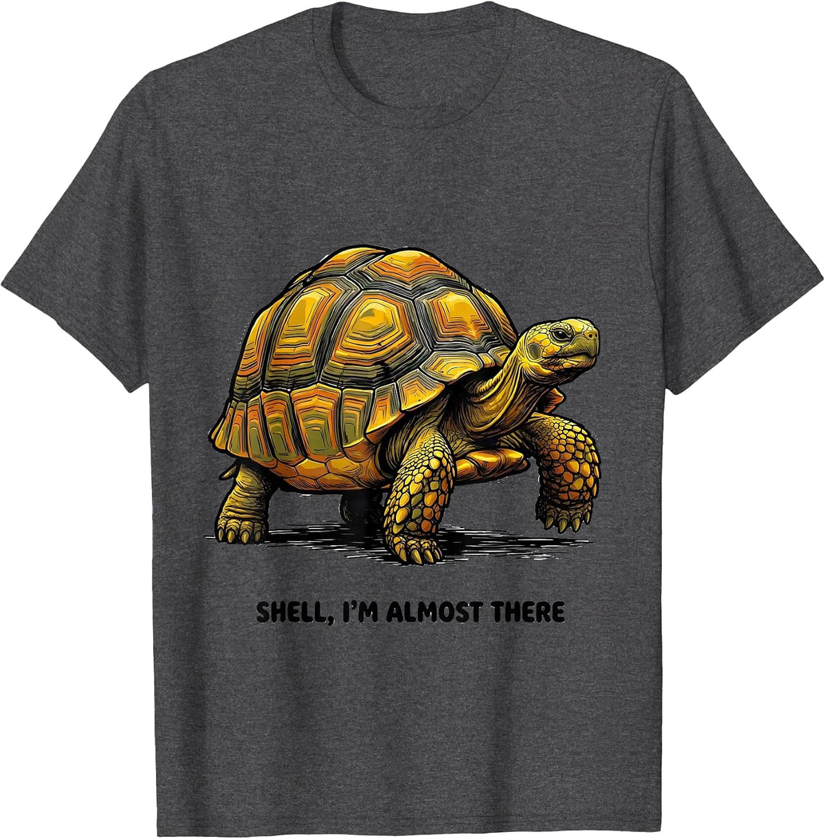 Men's Shell I'm Almost There Funny Tortoise Lover Reptile T-Shirt - Dark Heather Grey