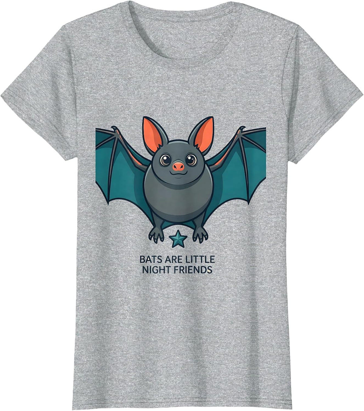 Bats Are Little Night Friends Funny Bat Lover Wildlife Humor T-Shirt - Heather Grey