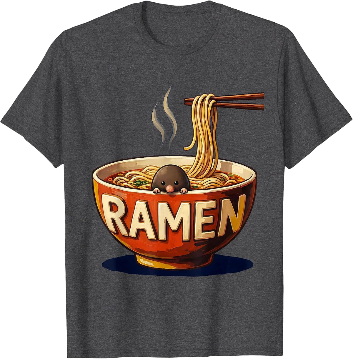 Men's Ramen Cute Kawaii Japanese Animal Anime Food Lover Gift T-Shirt - Dark Heather Grey