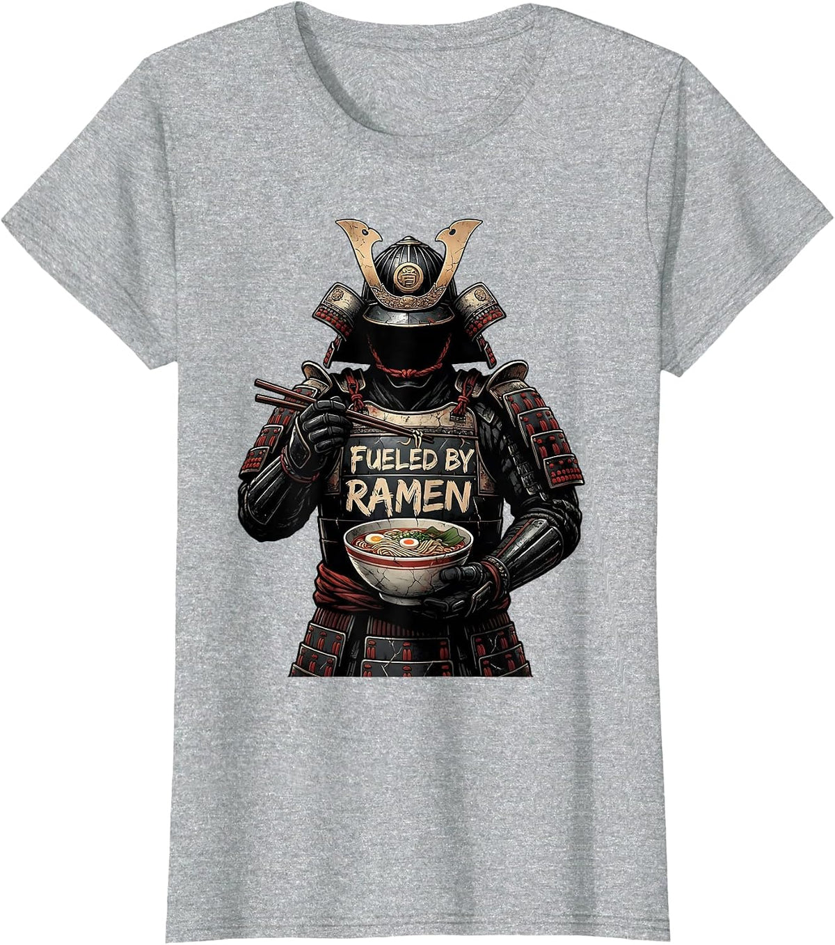 Fueled by Ramen Japanese Noodle Lover Design T-Shirt - Heather Grey