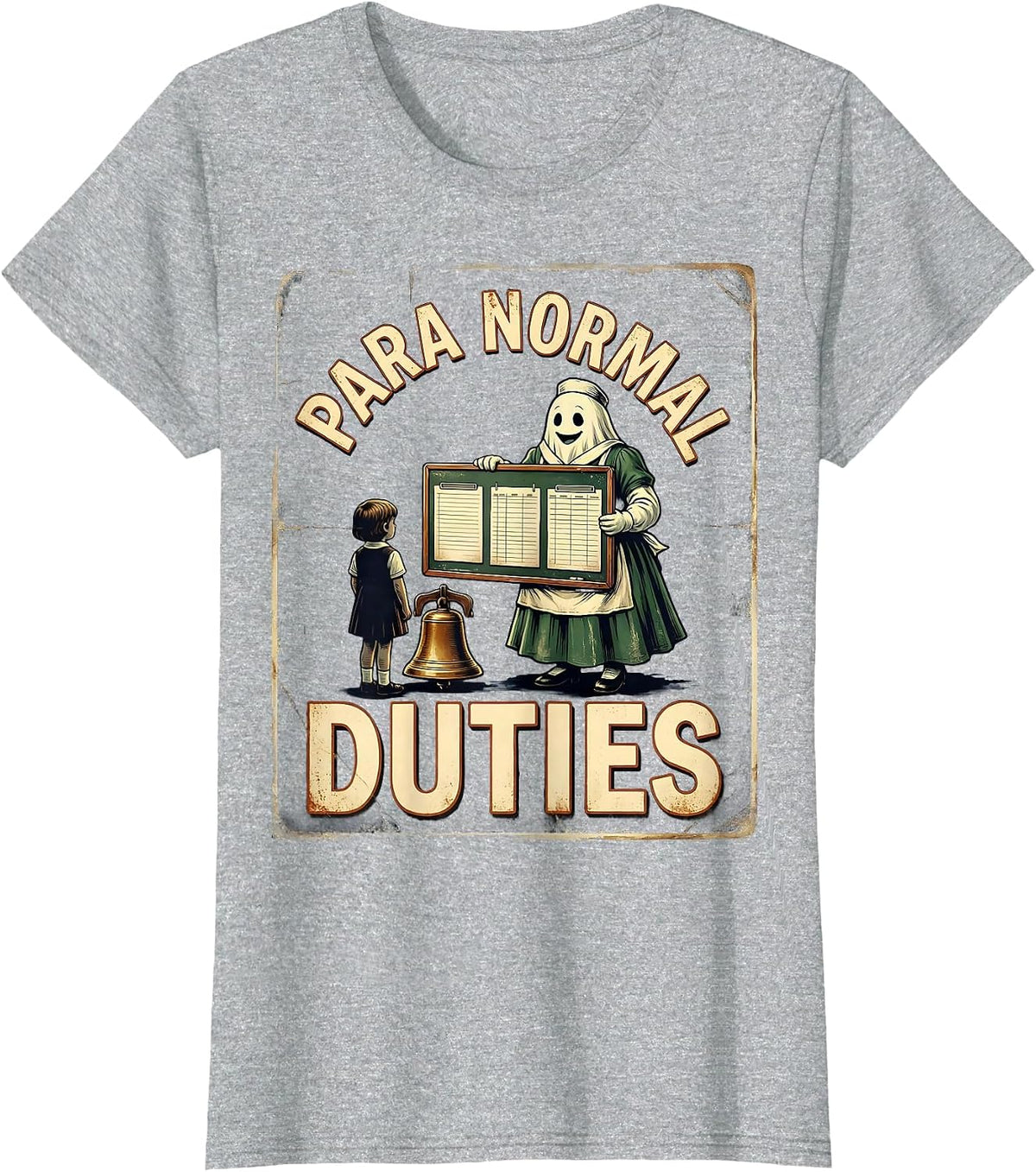 Para Normal Duties Vintage Ghost Paraprofessional Halloween T-Shirt - Heather Grey