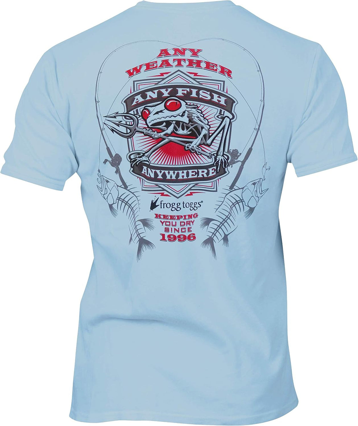 Frogg Toggs Any Fish Anywhere T-Shirt, Short Sleeve - Light Blue